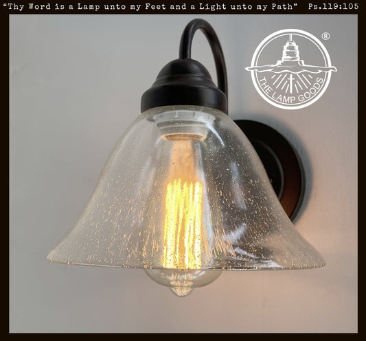  HEAVY SEEDED Antique Glass 1960's Shade Wall SCONCE