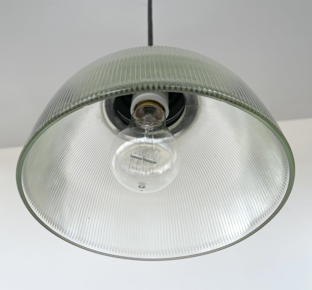  Antique 1960's Factory Holophane Chandelier Light