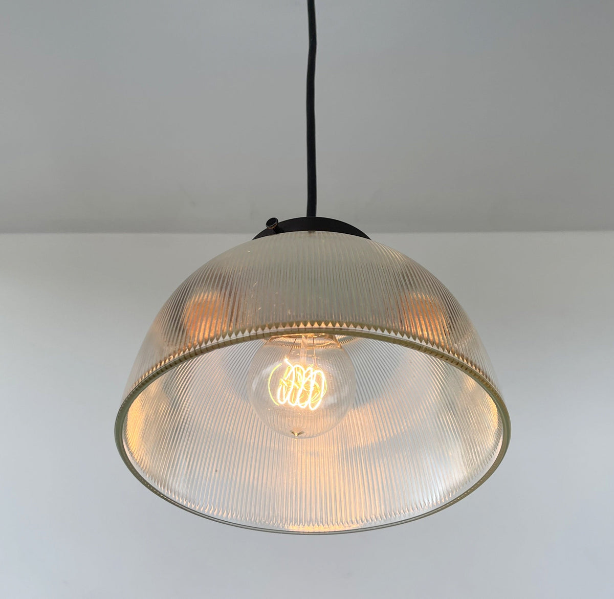  Antique 1960's Factory Holophane Chandelier Light