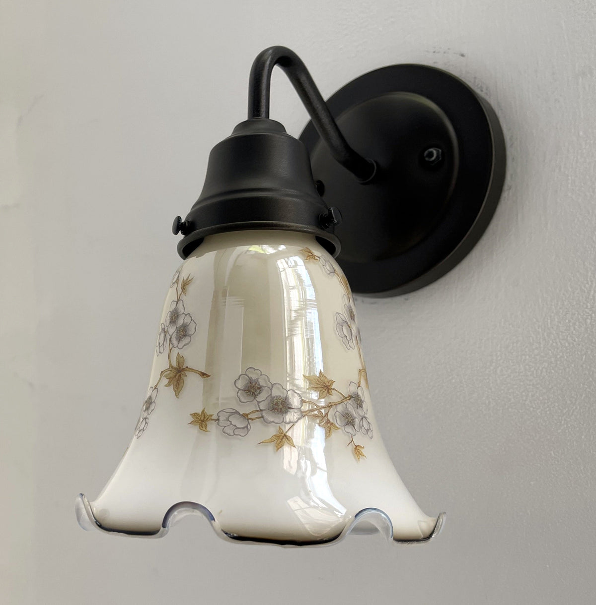  Antique PRINTED FLORAL 1960's Wall Sconce Lighting