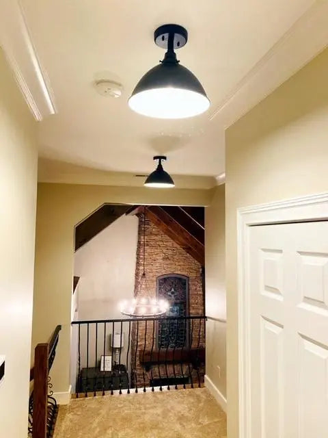  Large Black Enamel Farmhouse Ceiling Light