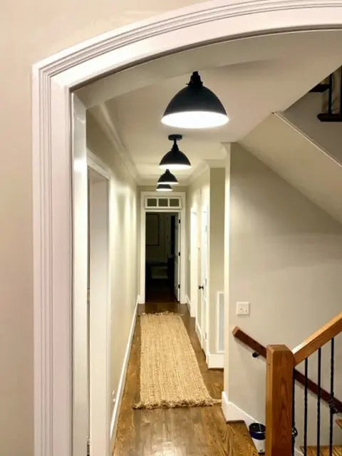  Large Black Enamel Farmhouse Ceiling Light