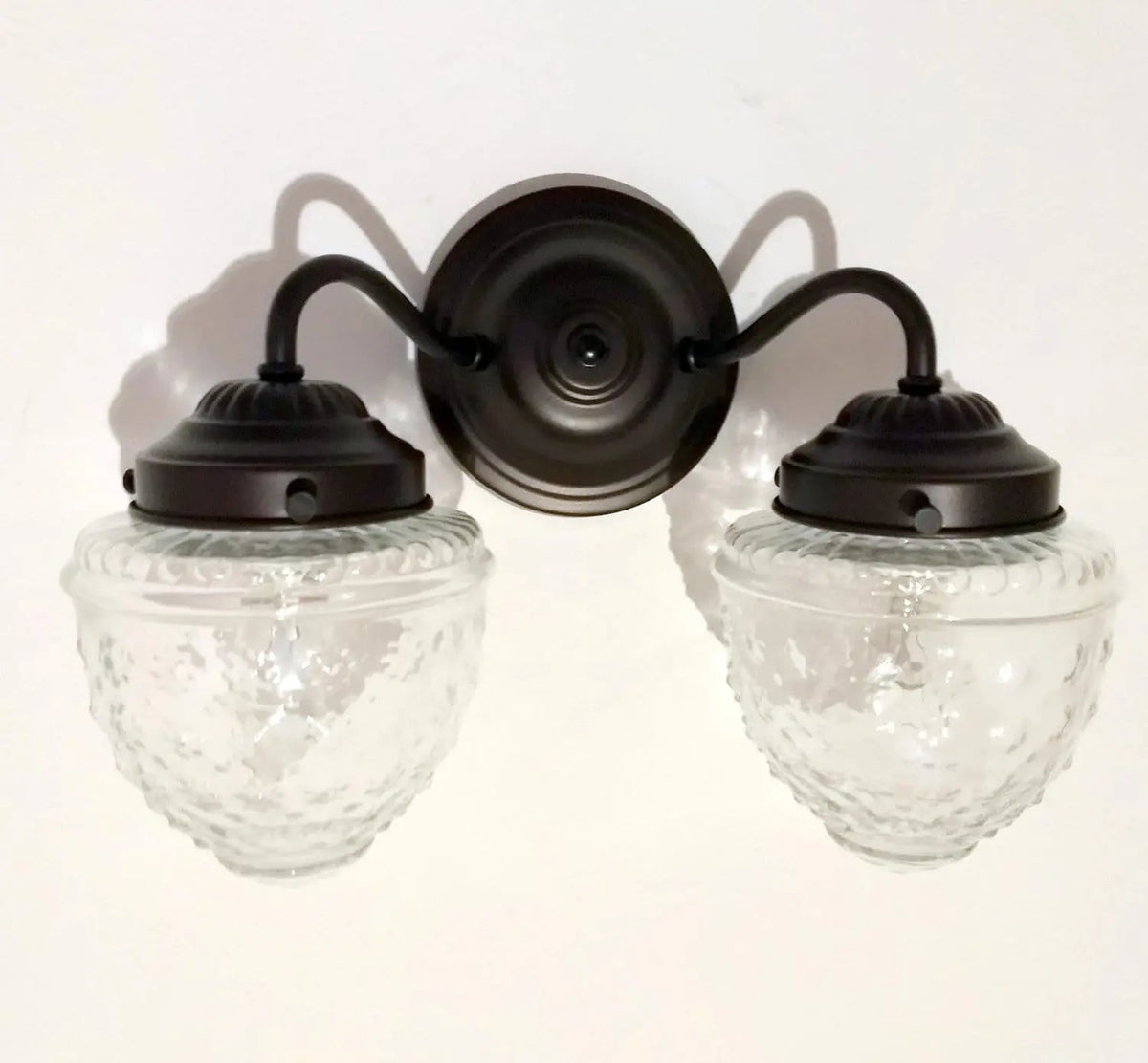  Antique Glass Double Wall Sconce Light Fixture