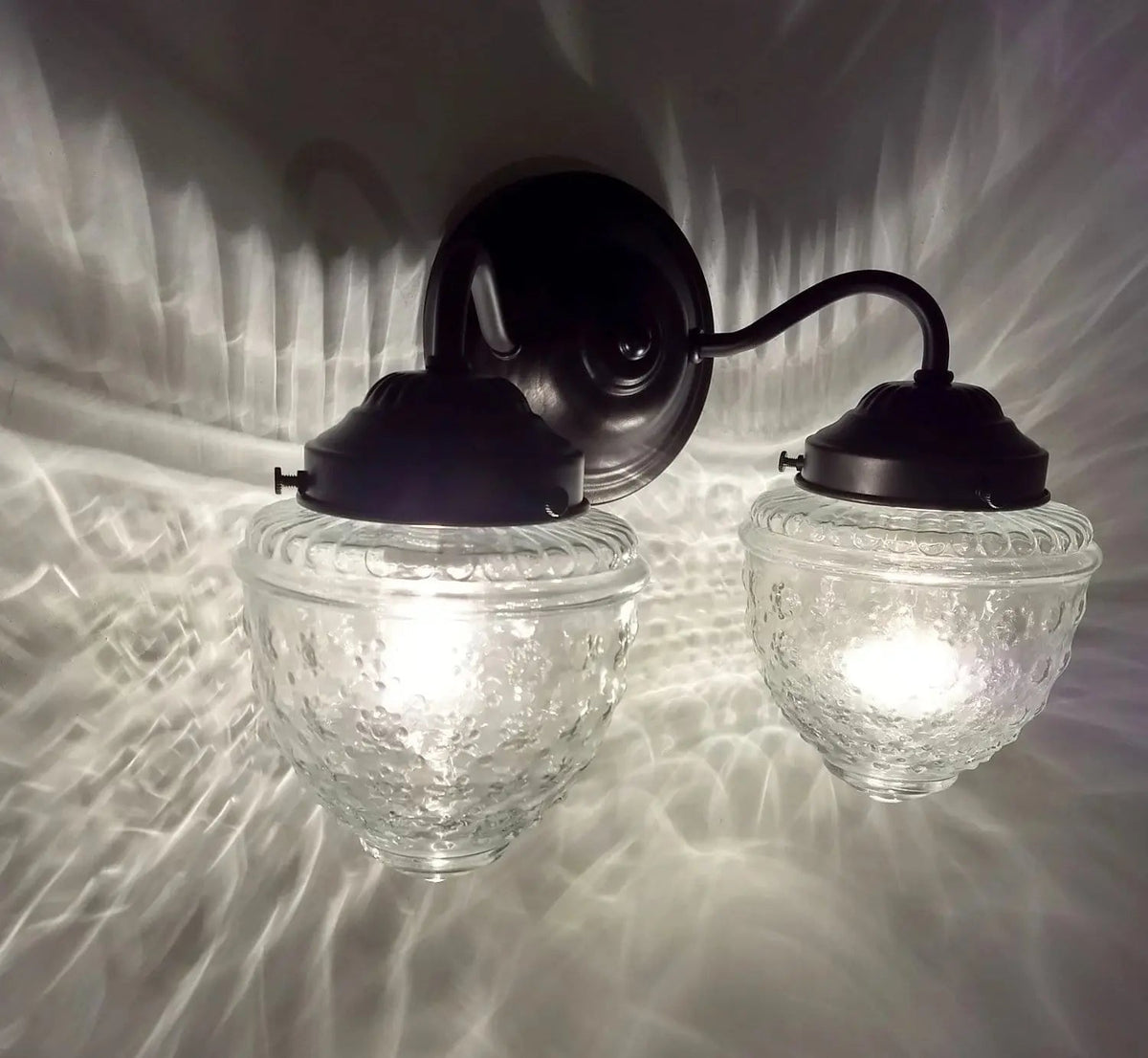  Antique Glass Double Wall Sconce Light Fixture