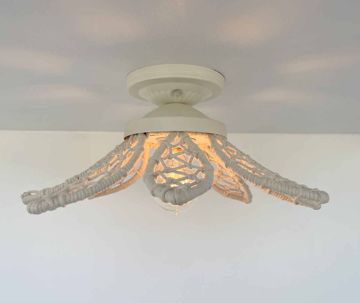  IVORY Natural FLORAL Ceiling Light Fixture