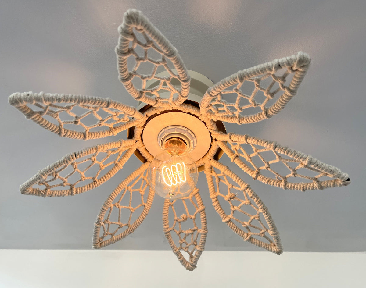  IVORY Natural FLORAL Ceiling Light Fixture