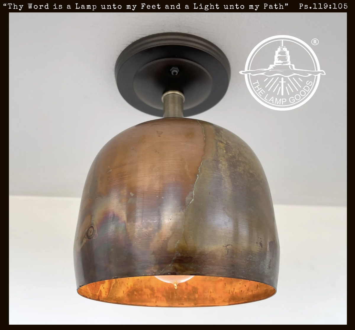  DOME BURNISHED COPPER Ceiling Light Rustic Farmhouse