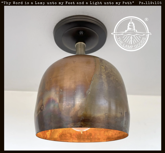  DOME BURNISHED COPPER Ceiling Light Rustic Farmhouse