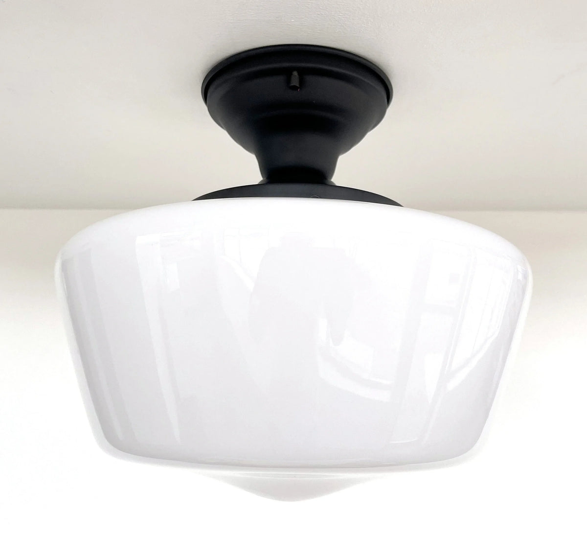  12" Dia. Clear Over Opal Glass Schoolhouse Shade