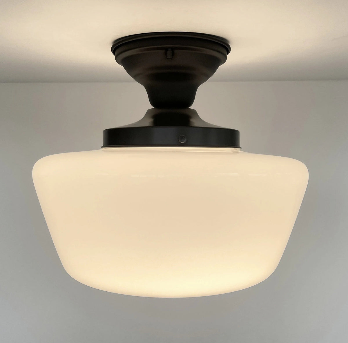  Large Schoolhouse Milk Glass LIGHT Fixture