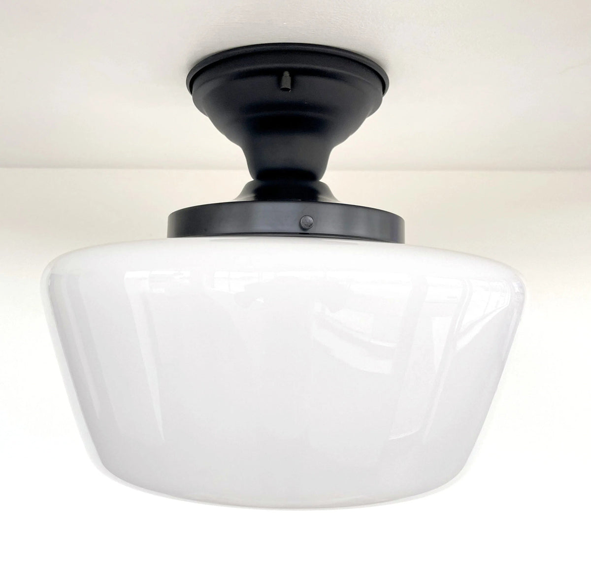  Large Schoolhouse Milk Glass LIGHT Fixture