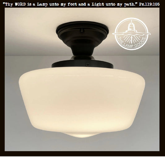  Large Schoolhouse Milk Glass LIGHT Fixture