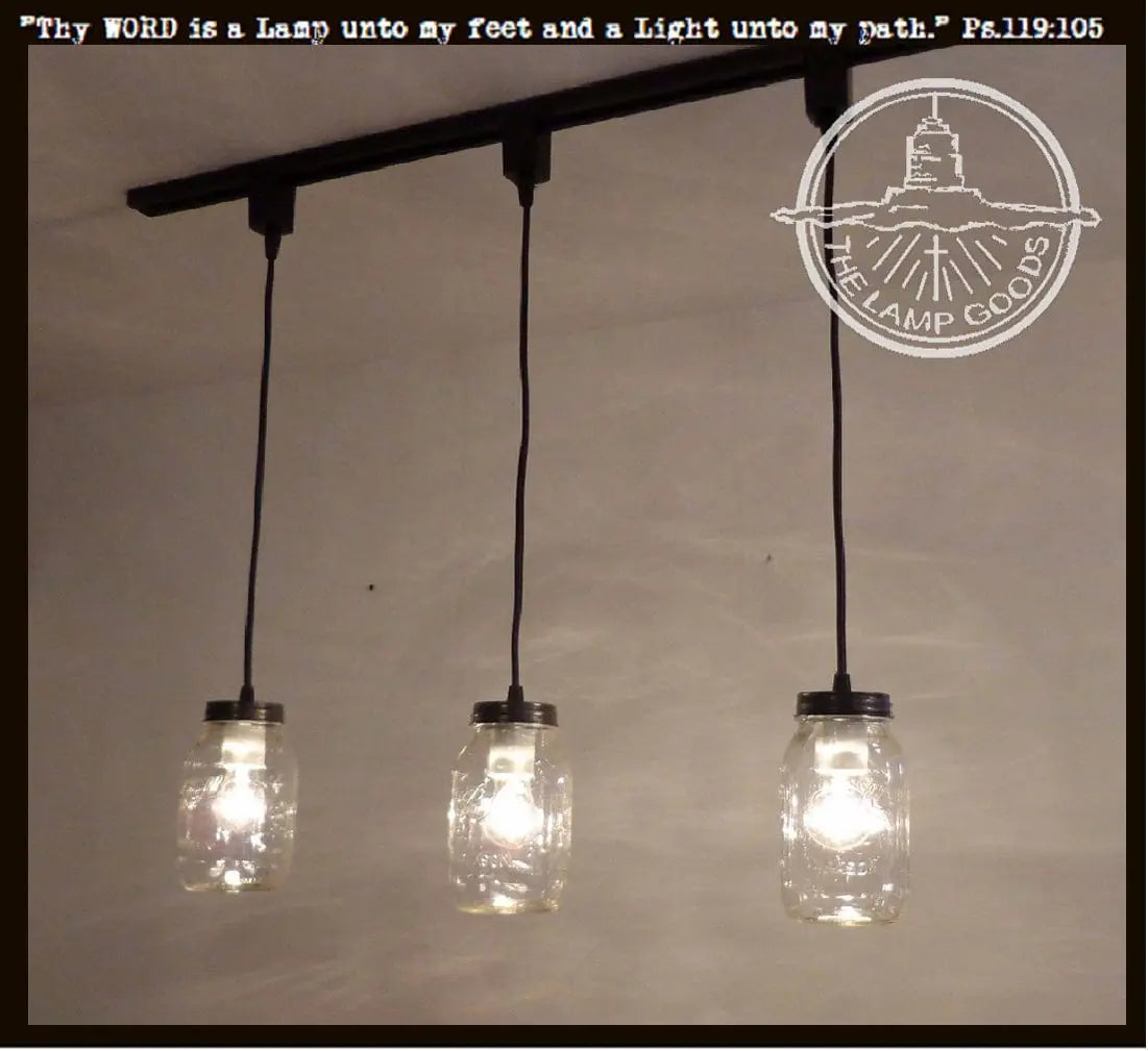 Mason Jar Track Lighting PENDANT Trio