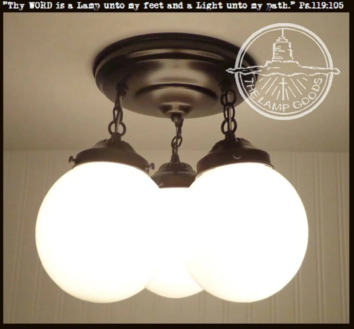  Milk Glass Opal Globe Ceiling Light Chain Trio
