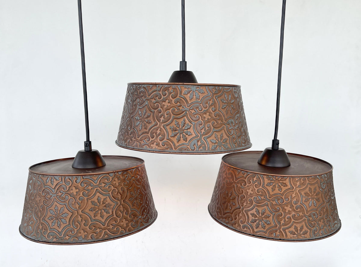  Ornate Copper CHANDELIER Rectangular TRIO Light