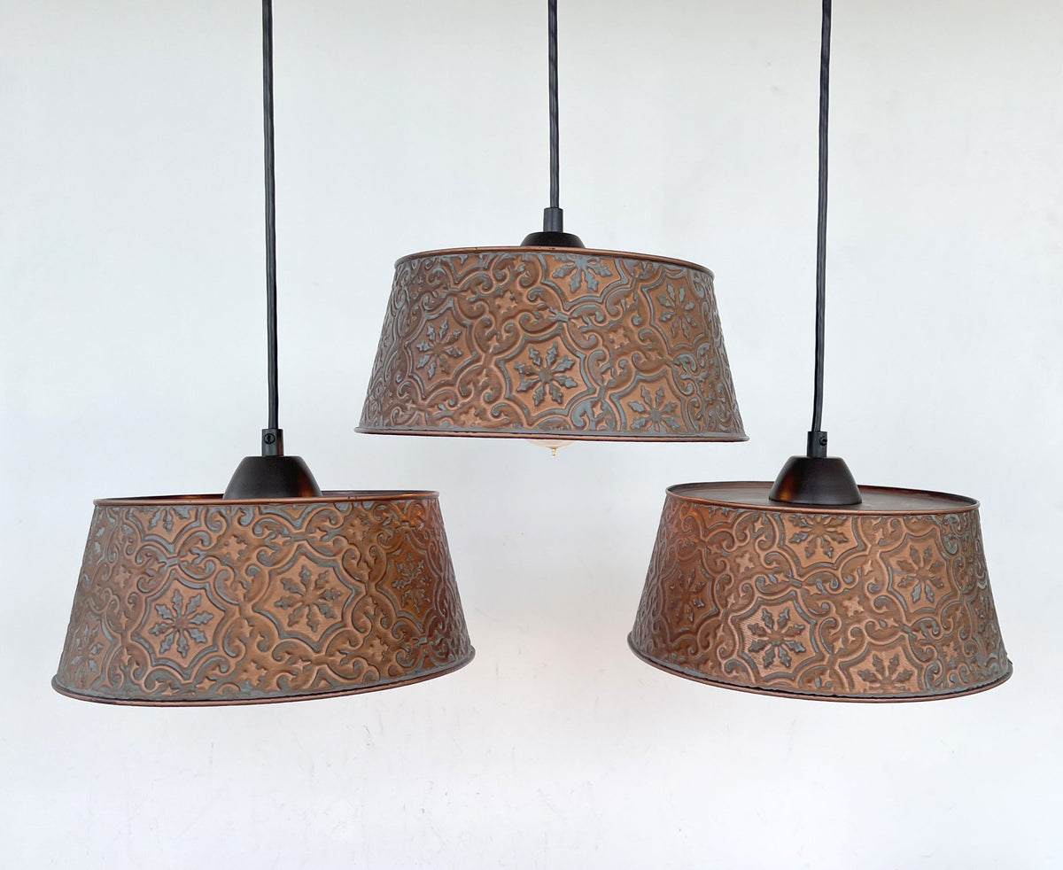  Ornate Copper CHANDELIER Rectangular TRIO Light