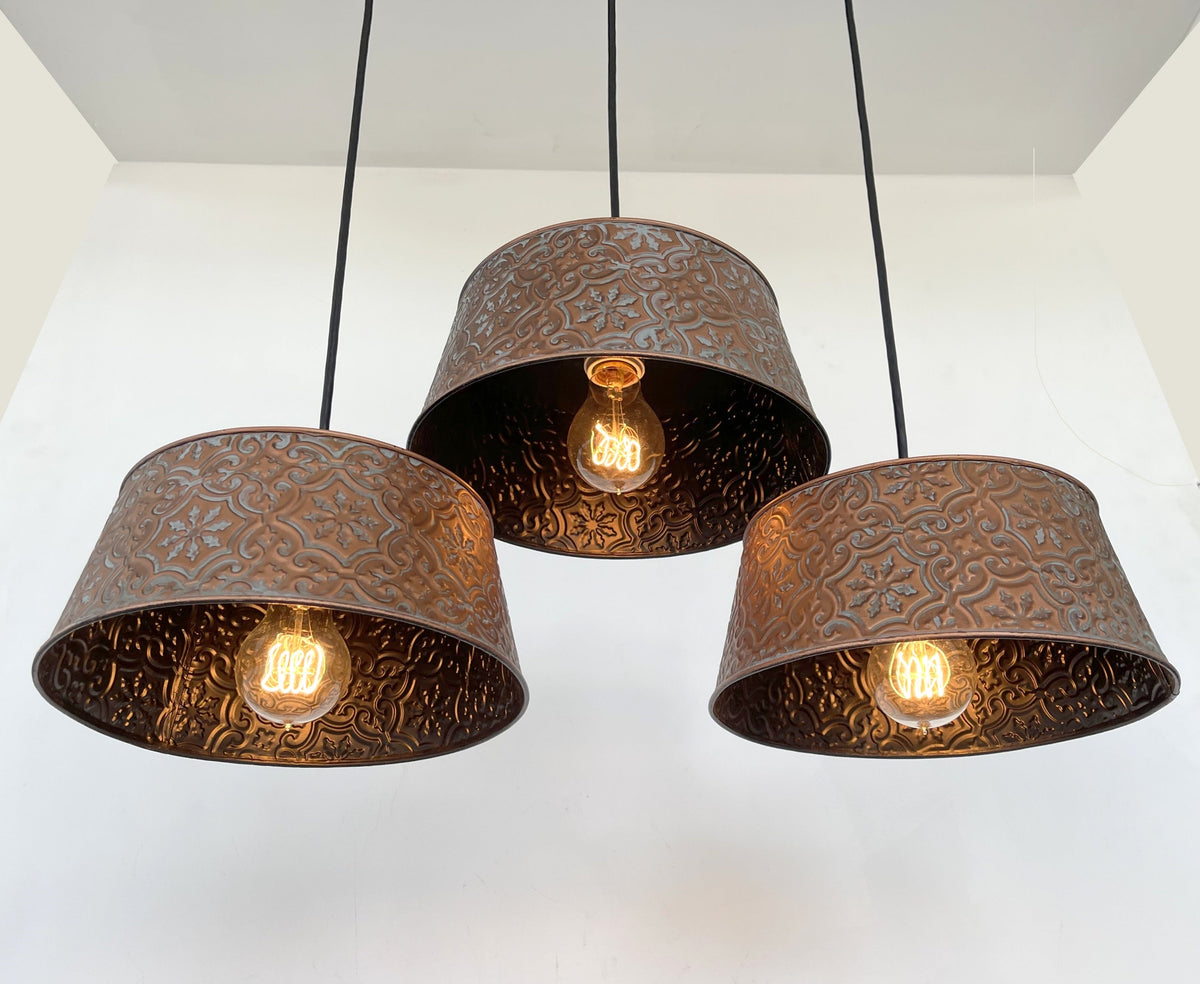  Ornate Copper CHANDELIER Rectangular TRIO Light
