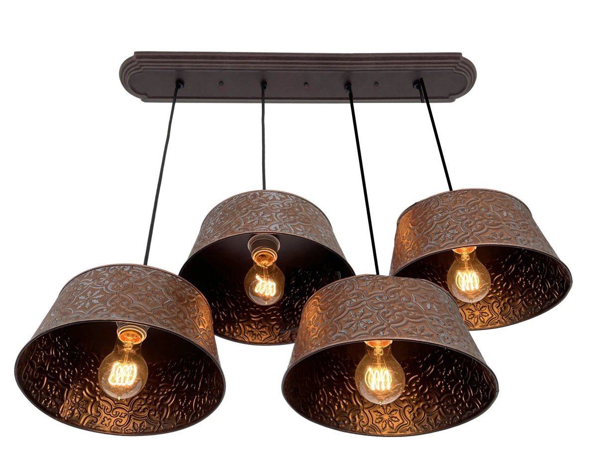  Ornate Copper CHANDELIER Rectangular TRIO Light