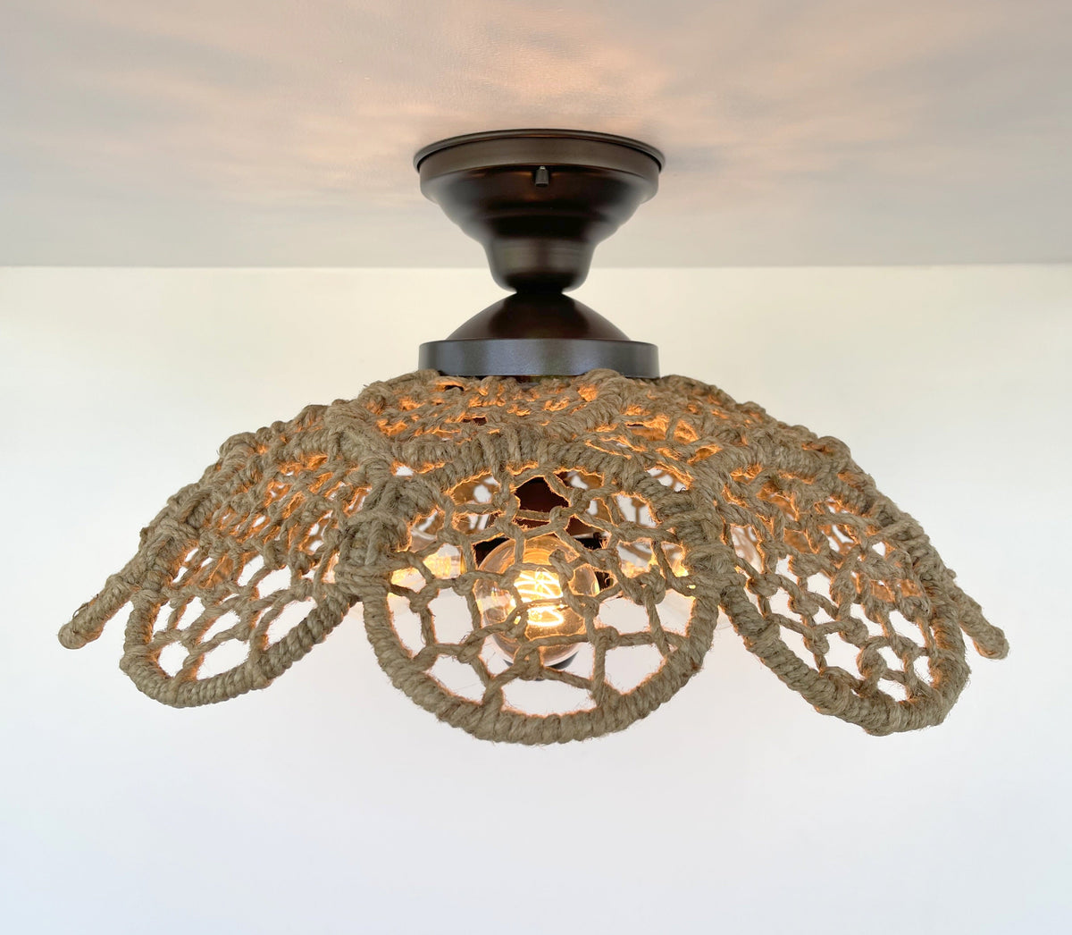 LARGE Natural RATTAN Ceiling Light Fixture