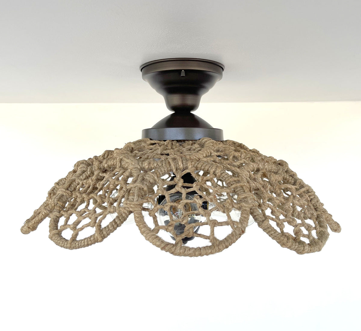  LARGE Natural RATTAN Ceiling Light Fixture