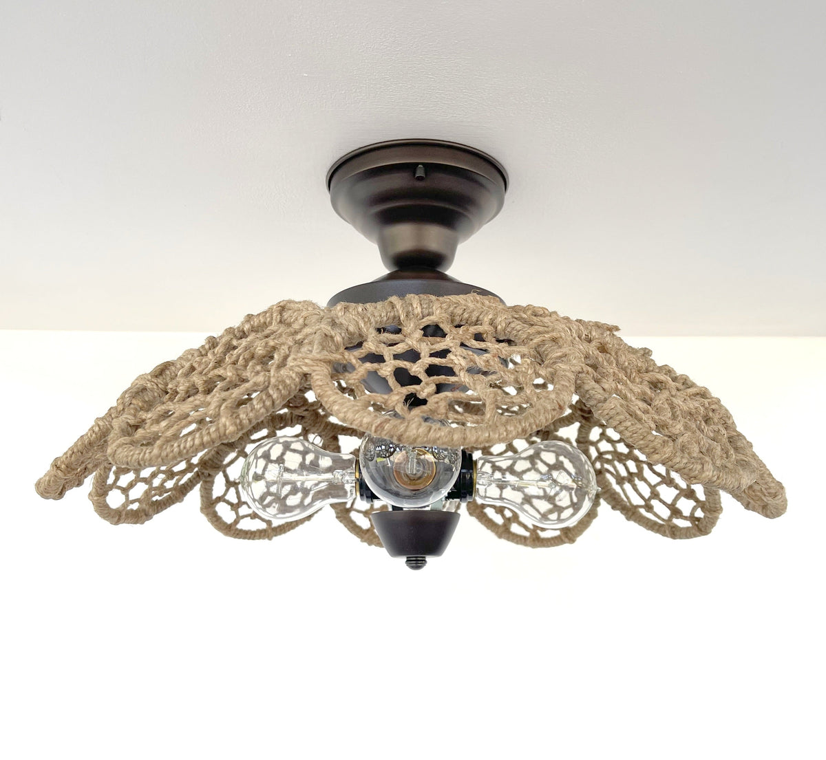  LARGE Natural RATTAN Ceiling Light Fixture