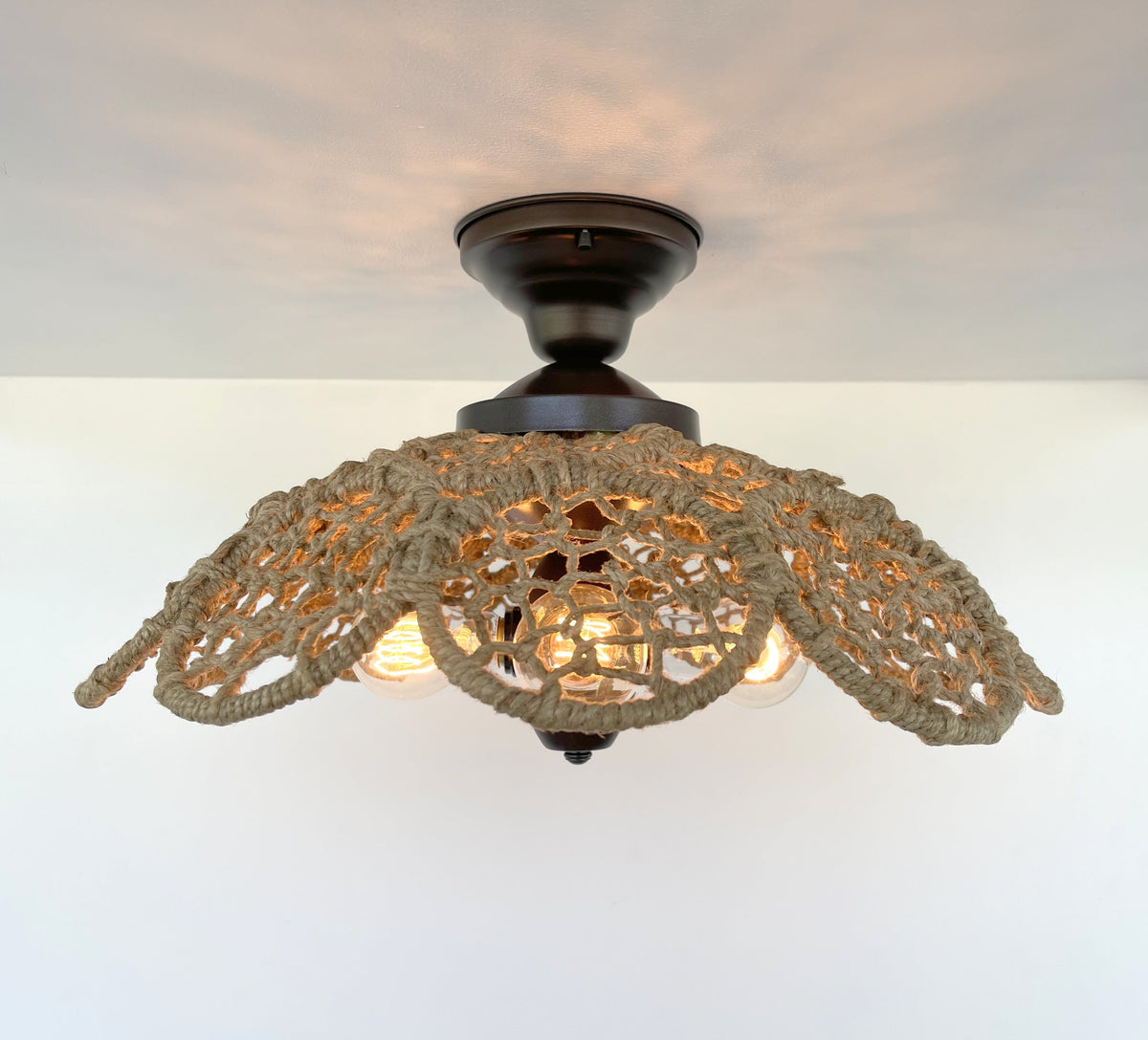  LARGE Natural RATTAN Ceiling Light Fixture