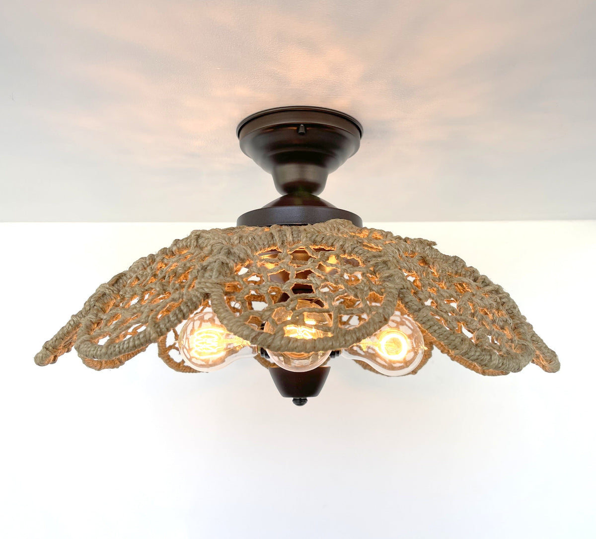  LARGE Natural RATTAN Ceiling Light Fixture