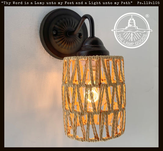  RATTAN COASTAL Bedroom Wall Sconce Light