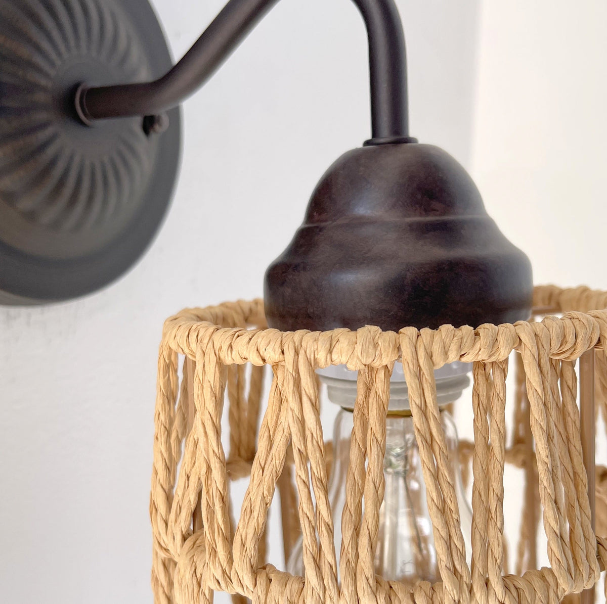  RATTAN COASTAL Bedroom Wall Sconce Light