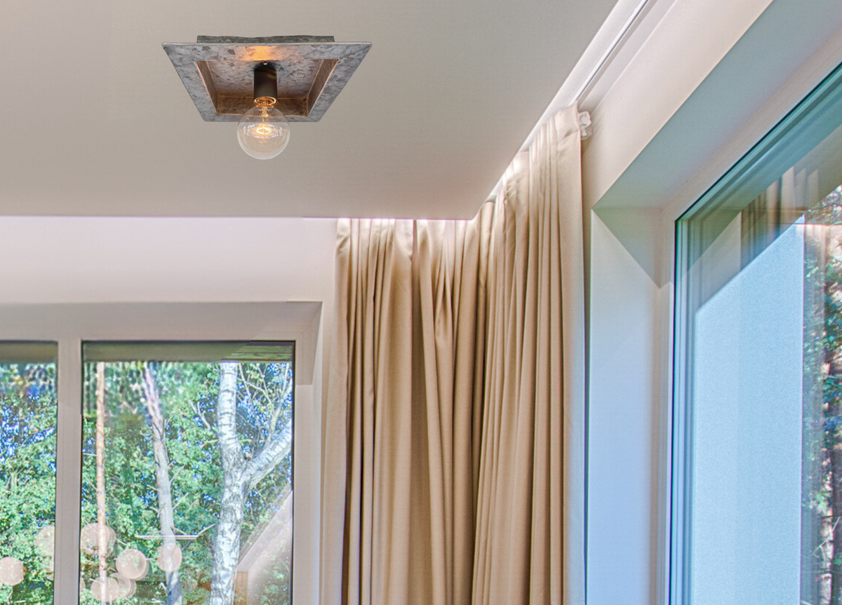  Square Galvanized Farmhouse Ceiling Light Fixture