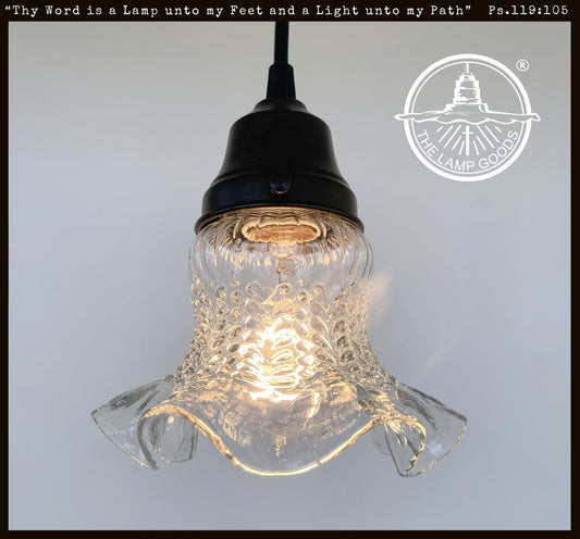  Delicate HOBNAIL RUFFLE 1930's Antique Glass Pendant