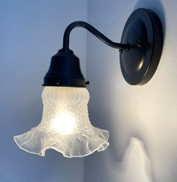  Antique Hobnail 1950's Frosted Glass Wall Sconce Light Fixture