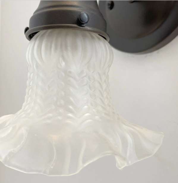  Antique Hobnail 1950's Frosted Glass Wall Sconce Light Fixture