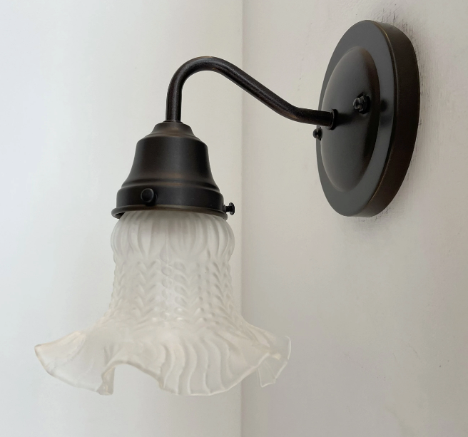  Antique Hobnail 1950's Frosted Glass Wall Sconce Light Fixture