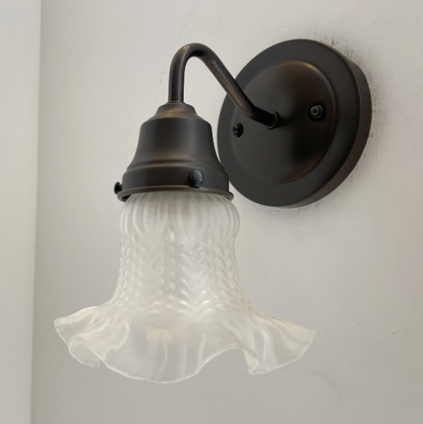  Antique Hobnail 1950's Frosted Glass Wall Sconce Light Fixture