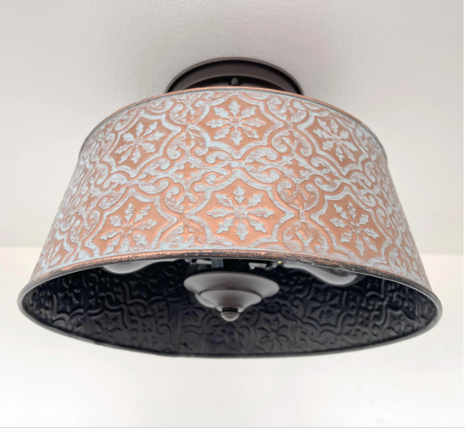  Ornate Copper Farmhouse Ceiling Light - 4 Bulb