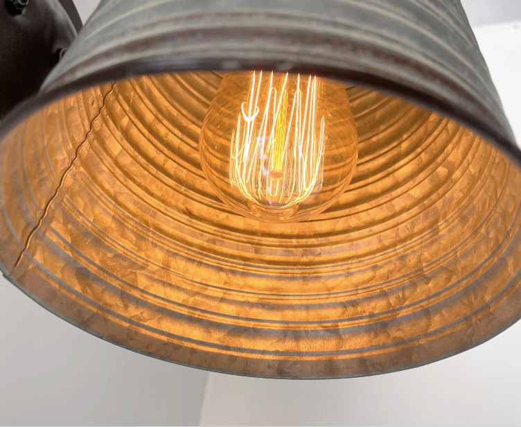  Corrugated Rustic Barn Metal Farmhouse Wall Light Fixture