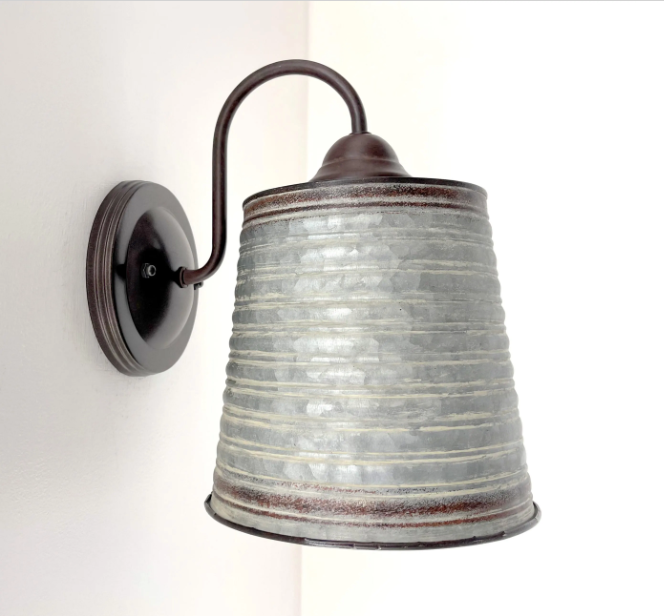  Corrugated Rustic Barn Metal Farmhouse Wall Light Fixture