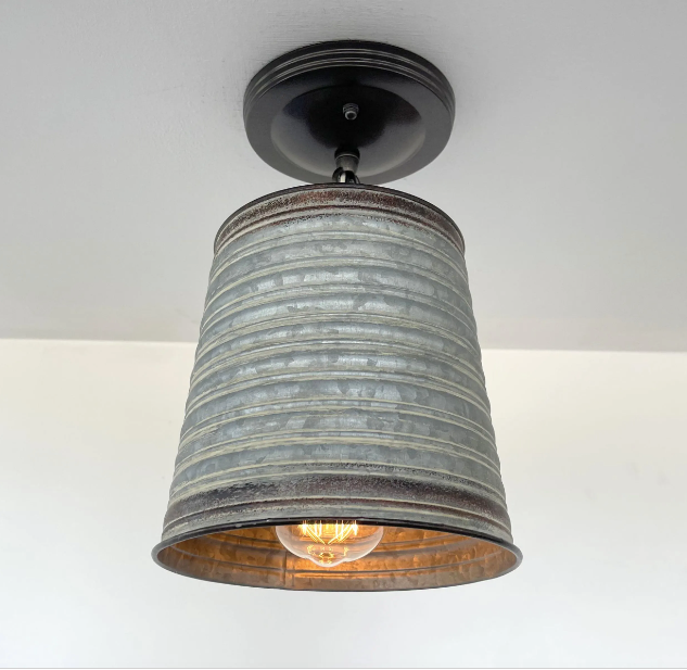  Corrugated Barn Metal Galvanized Rustic Pendant Light