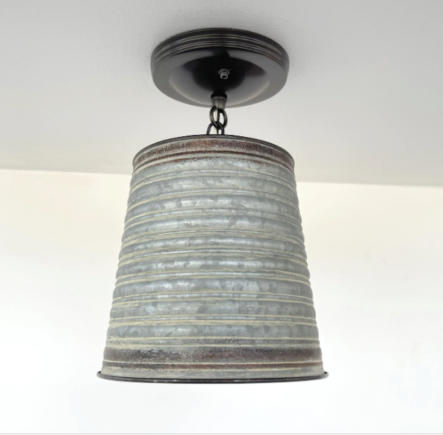  Corrugated Barn Metal Galvanized Rustic Pendant Light