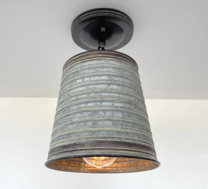  Corrugated Barn Metal Galvanized Rustic Pendant Light