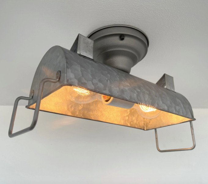  INDUSTRIAL GALVANIZED Ceiling Light Fixture