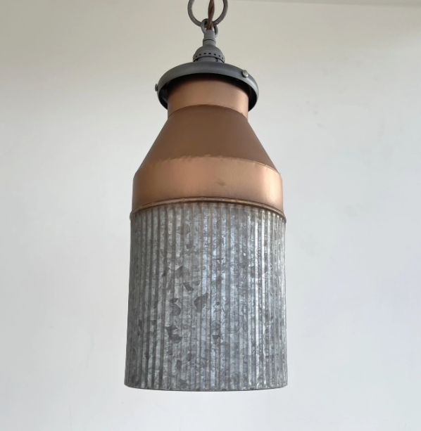  Rustic COPPER Farmhouse MILK CAN Barn Pendant Light Fixture