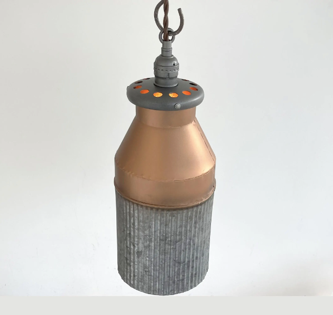 Rustic COPPER Farmhouse MILK CAN Barn Pendant Light Fixture
