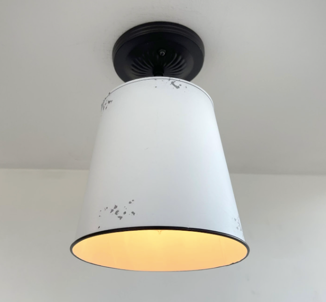  Farmhouse White Barn Metal Distressed Ceiling Light Fixture