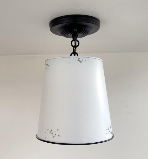  Farmhouse White Barn Metal Distressed Ceiling Light Fixture