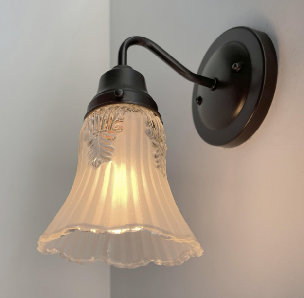  Vanity SCONCE Wall Light 1950s Fixture Frost & Clear Antique Vintage Glass