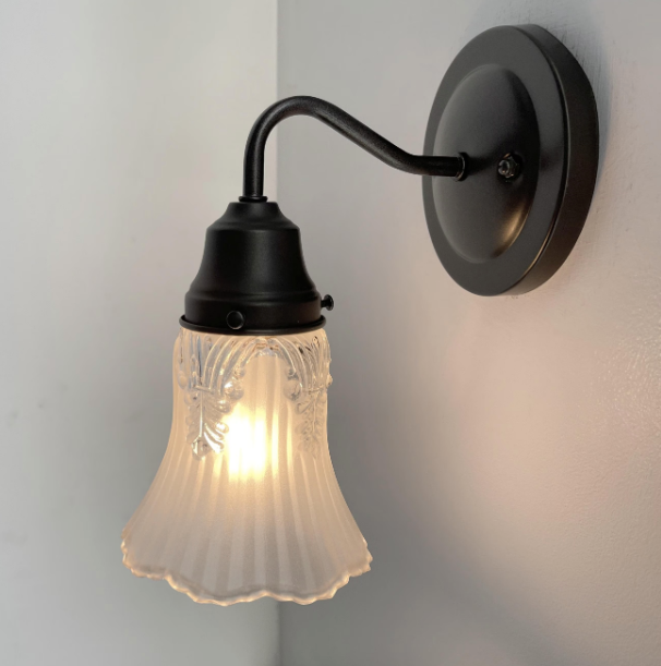 Vanity SCONCE Wall Light 1950s Fixture Frost & Clear Antique Vintage Glass