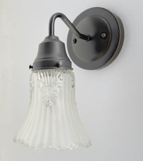  Vanity SCONCE Wall Light 1950s Fixture Frost & Clear Antique Vintage Glass