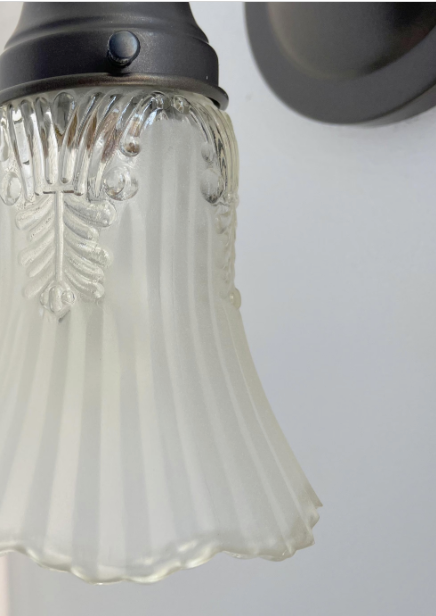  Vanity SCONCE Wall Light 1950s Fixture Frost & Clear Antique Vintage Glass